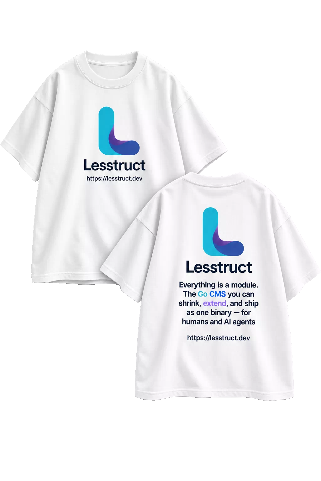 Lesstruct Oversized T-Shirt — front and back product photo