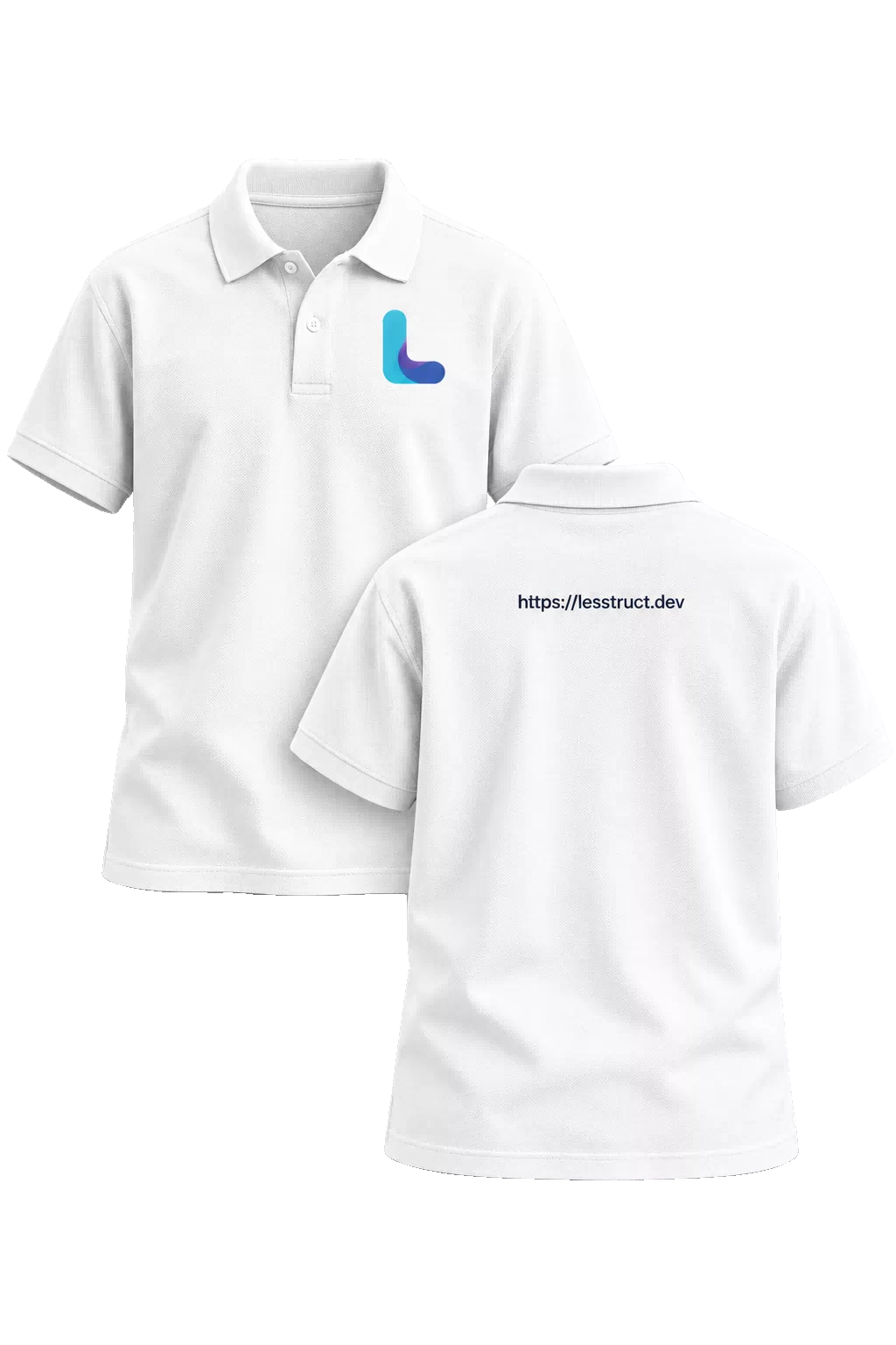 Lesstruct Polo Shirt — front and back product photo